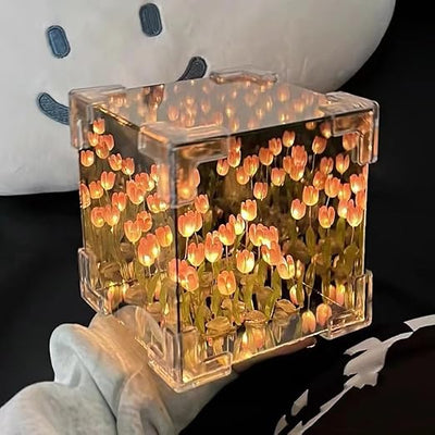 Infinity Mirror Tulip Cube LED Lamp