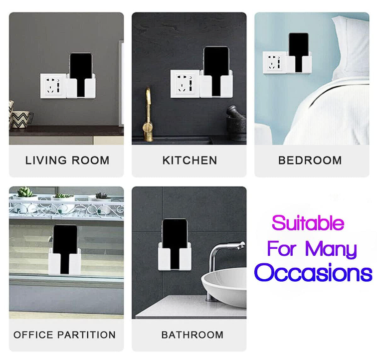 Wall Mount Phone Holder with charging pot & adjustable