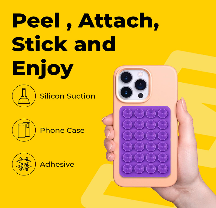Pack Silicone Sticky Grip Holder for Mobile, Mirror, Shower & Car | Hands-Free Suction Sticker Phone