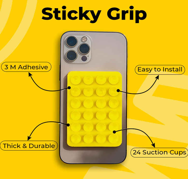 Pack Silicone Sticky Grip Holder for Mobile, Mirror, Shower & Car | Hands-Free Suction Sticker Phone